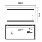 Зеркало Mixxus Premium LINES MR17-120x60-Reverse с Led Touch, Anti-fog, димером, регулятором яркости (MP6626)