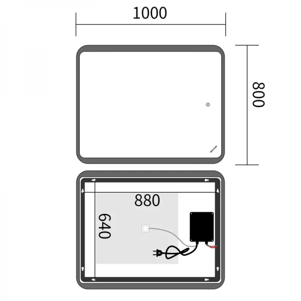 Зеркало Mixxus Premium OLIVARY MR19-100x80-Reverse с Led Touch, Anti-fog, димером (3-6,5kK) (MP6629)