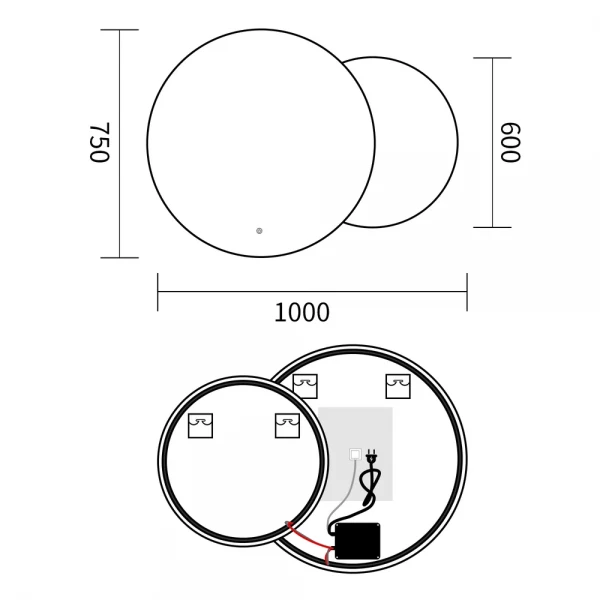 Дзеркало Mixxus Premium TOPPER MC01-100x75 (LED Touch, Anti-fog, димер (3-6,5kK) (MP6631)