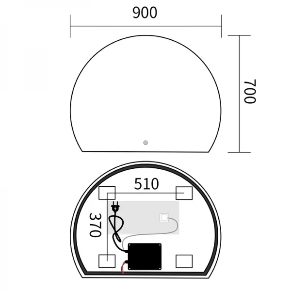Зеркало Mixxus Premium TOPPER MS01-90x70-Reverse с Led Touch, Anti-fog, димером (3-6,5kK) (MP6632)