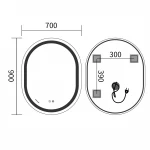 Дзеркало Mixxus Premium ELLIPSE MV05-90x70-REVERSE (LED Touch, Anti-fog, димер (3-6,5kK)) (MP6644)
