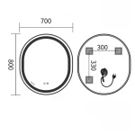 Зеркало Mixxus Premium ELLIPSE MV05-80x70-Reverse BLACK с Led Touch, Anti-fog, димером (3-6,5kK) (MP6646)