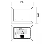 Зеркало Mixxus Premium CUBIC MR14-80x60-Reverse с Led Touch, Anti-fog, димером, регулятором яркости (MP6648)