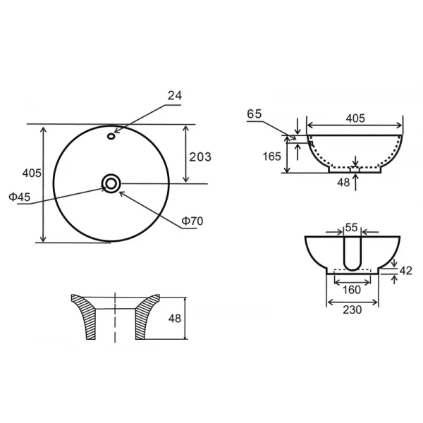 Раковина накладная Mixxus Premium TOPPER-0201 GRAY 410x410x165mm с переливом (MP6649)