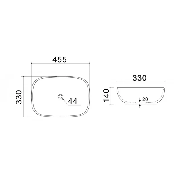 Раковина накладная Mixxus Premium DIVERSE-0116 GRAY 455x330x135mm (MP6651)