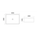 Раковина накладная Mixxus Premium QUADRO-0108 GRAY 550x390x145mm (MP6652)