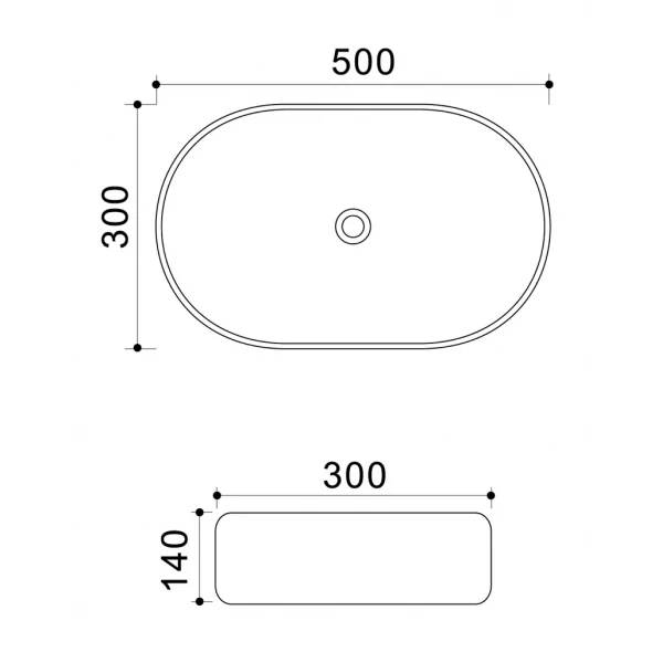 Раковина накладная Mixxus Premium ELLIPSE-0109 GRAY 500x300x140mm (MP6653)