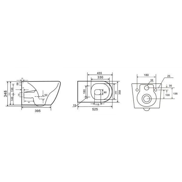 Унитаз подвесной Mixxus Premium ELLIPSE-0309-T1 GRAY 530x360x350mm система смыва TORNADO 1.0 (MP6655)
