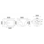 Унитаз подвесной Mixxus Premium QUADRO-0305-R GRAY 510x350x345mm система смыва RIMLESS (MP6656)