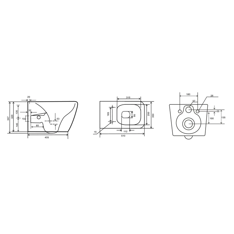 Унітаз-біде підвісний Mixxus Premium QUADRO-1301-R 510x350x345mm система змиву RIMLESS (MP6658)