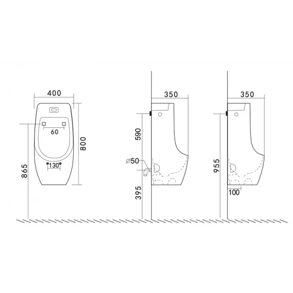 Писсуар подвесной Mixxus Premium BEVEL-1001 390x395x795mm с ИК-датчиком автоматического смыва (MP6661)