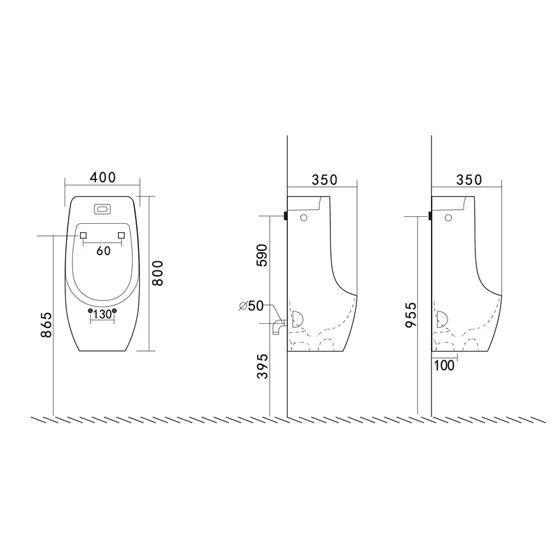 Пісуар підвісний Mixxus Premium BEVEL-1001 390x395x795mm з ІЧ-датчиком автоматичного змиву (MP6661)
