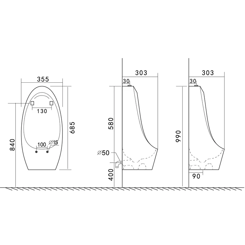 Пісуар підвісний Mixxus Premium BEVEL-1004 340x305x685mm з краном для пісуара (MP6663)