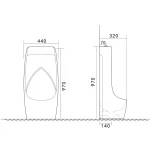 Напольный писсуар Mixxus Premium BEVEL-0902 440x320x970mm с краном для писсуара (MP6666)