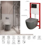 MIXXUS PREMIUM ELLIPSE-SET-2101 GRAY Комплект: Унітаз система змиву TORNADO 3.0+ Інсталяція з панеллю змиву GUN GRAY (MP6668)