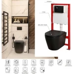 MIXXUS PREMIUM BEVEL-SET-2101 BLACK Комплект: Унітаз система змиву TORNADO 1.0+ Інсталяція з панеллю змиву BLACK MAT (MP6669)