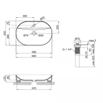 Раковина накладна Mixxus Premium ELLIPSE-0204 600х380х115mm з отвором під змішувач (MP6679)