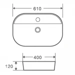 Раковина накладна Mixxus Premium ELLIPSE-0204 600х380х115mm з отвором під змішувач (MP6679)