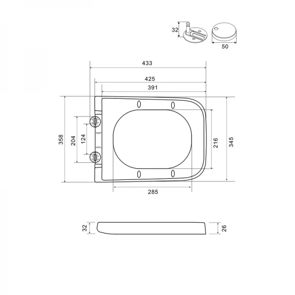 Сидение-крышка для унитаза Mixxus Premium SEAT COVER QUADRO-2004 GRAY 425х358х32mm дюропласт (MP6686)