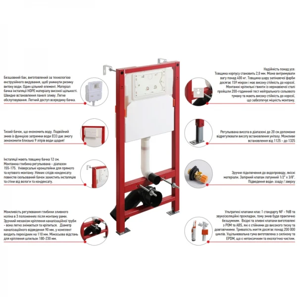 Комплект: Mixxus Premium Ellipse-SET-2102 (в 2 ящ) Унітаз система змиву Tornado 3.0+ Інсталяція Koer KT-0404 + панель KT-0604-01 Chrome (MP6690)