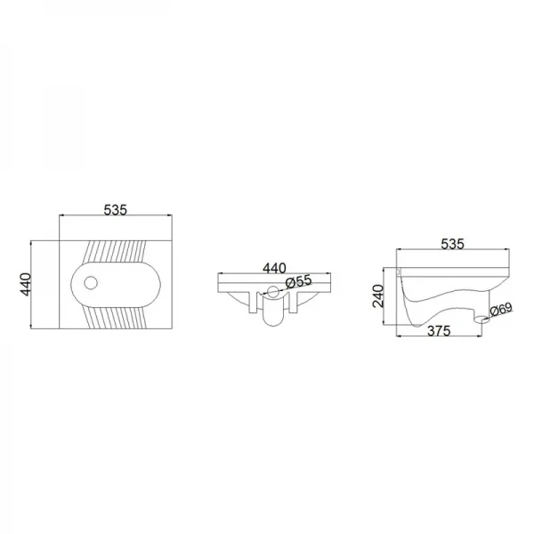 Чаша Генуя Mixxus Premium Wave-2202 530x435x240mm з відведенням (MP6716)