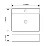Раковина подвесная-накладная Mixxus Premium QUADRO-0203 500x420x130mm (отверстие под смеситель, перелив) (MP6718)