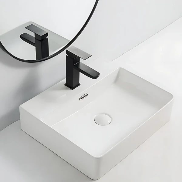 Раковина подвесная-накладная Mixxus Premium QUADRO-0203 500x420x130mm (отверстие под смеситель, перелив) (MP6718)