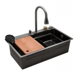 Мийка Mixxus Premium MH7545-SET-02 Nano-Black з вбудованим змішувачем з нерж. сталі (MX1694)