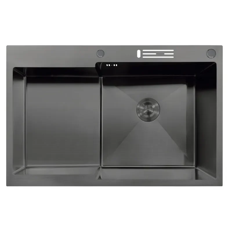 Мойка MIXXUS MH7849R-HK NANO-BLACK (3.0/0.9) из нержавеющей стали "глубокое крыло", с подставкой под ножи (MX1938)