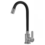 Смеситель для кухни с силиконовым изливом Champion EZA-011 Graphite REFL.Black из нерж.стали (излив черный) (MX9555)