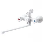 Смеситель для ванны PLAMIX OMEGA-140 EURO SET WHITE (со шлангом, лейкой и кронштейном) (MX9579)