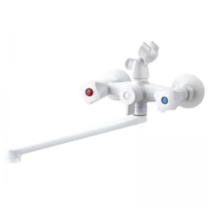 Смеситель для ванны PLAMIX OMEGA-140 EURO SET WHITE (со шлангом, лейкой и кронштейном) (MX9579)