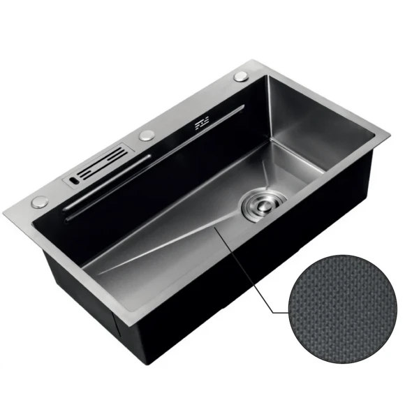 Мойка Mixxus Premium MH7545-SET-05 MICRO DECOR NANO-BLACK (3.0/0.8) комплект (графит) (MX9633)