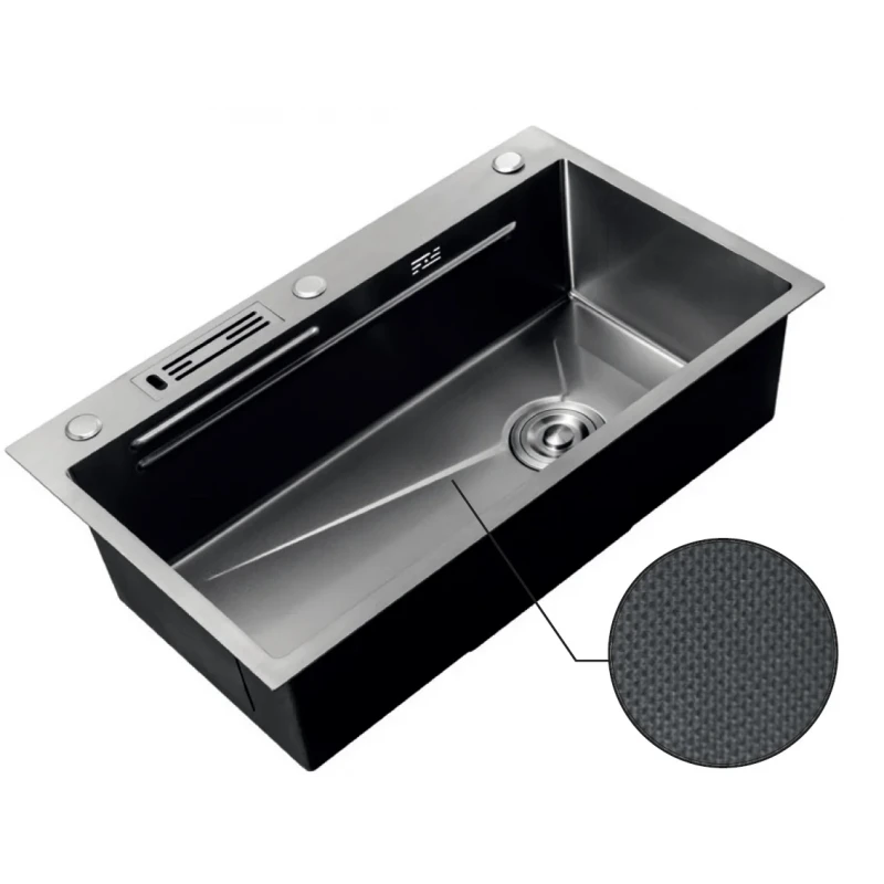 Мойка Mixxus Premium MH7545-SET-05 MICRO DECOR NANO-BLACK (3.0/0.8) комплект (графит) (MX9633)