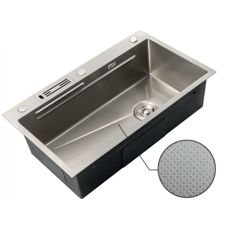 Мойка Mixxus Premium MH7545-SET-05 MICRO DECOR NANO-SILVER (3.0/0.8) комплект (нерж) (MX9635)