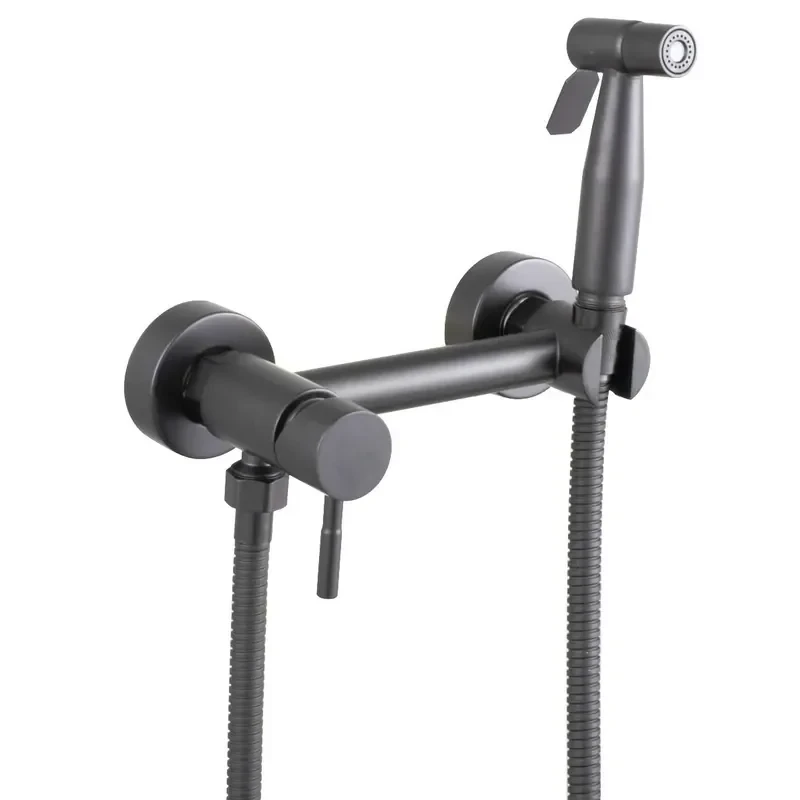 Смеситель настенный с гигиеническим душем Mixxus SUS-222 GRAPHITE из нержавеющей стали SUS304 (MX9884)