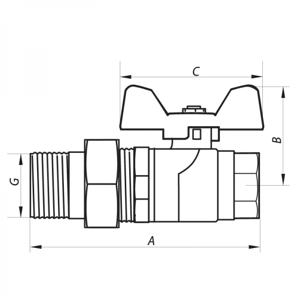 Кран шаровый с американкой 1" ГШБ (NF.921) Nolf (NF2963)