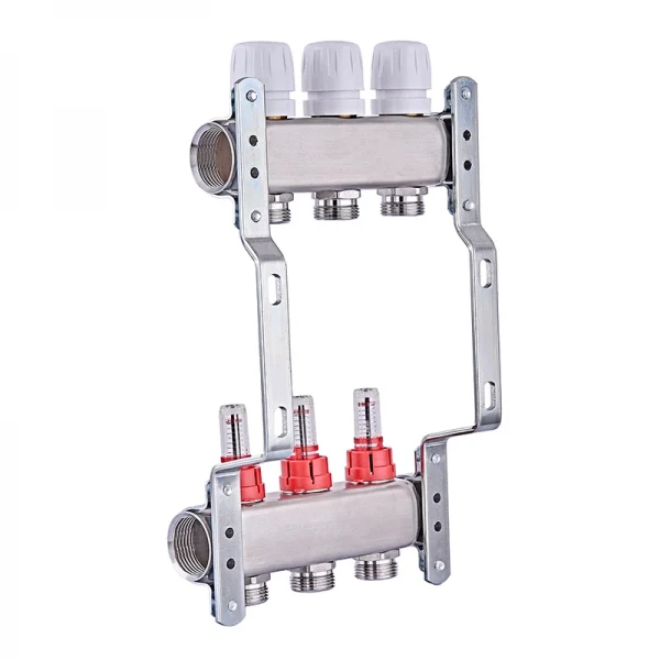 Коллекторный блок с расходомерами Nolf NF.2100-03S 1"x3 (корпус нержавеющая сталь) (NF3017)