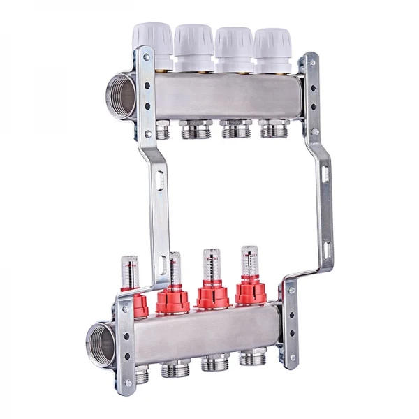 Коллекторный блок с расходомерами Nolf NF.2100-04S 1"x4 (корпус нержавеющая сталь) (NF3018)