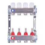 Коллекторный блок с расходомерами Nolf NF.2100-04S 1"x4 (корпус нержавеющая сталь) (NF3018)
