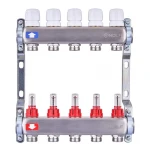 Коллекторный блок с расходомерами Nolf NF.2100-05S 1"x5 (корпус нержавеющая сталь) (NF3019)