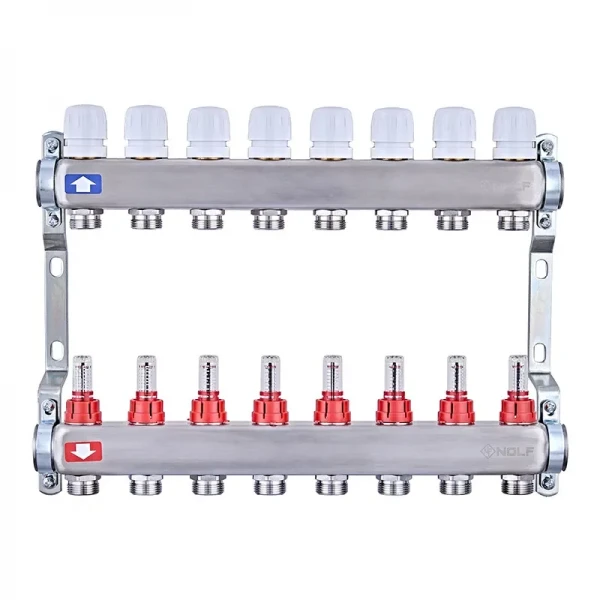 Коллекторный блок с расходомерами Nolf NF.2100-08S 1"x8 (корпус нержавеющая сталь) (NF3022)