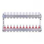 Коллекторный блок с расходомерами Nolf NF.2100-12S 1"x12 (корпус нержавеющая сталь) (NF3026)