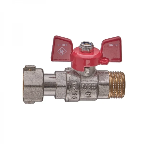 Кран шаровой Nolf classic NFC.821-06-1/2" FM ГШМ с накидной гайкой, ручка "бабочка" красная (NF3153)
