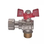 Кран шаровой Nolf classic NFC.841-06-1/2"FM ГШМ с накидной гайкой угловой, ручка "бабочка" красная (NF3158)