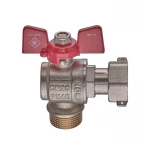 Кран шаровой Nolf classic NFC.841-08-3/4"FM ГШМ с накидной гайкой угловой, ручка "бабочка" красная (NF3159)