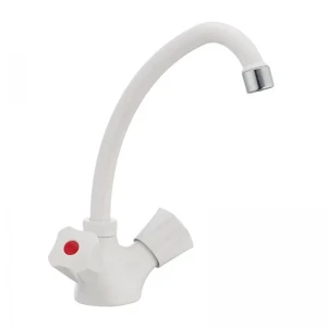 Смеситель для кухни Plamix Omega-271 из ABS-пластика белый двухвентильный (PM0020)