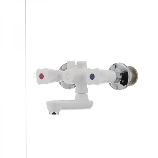 Змішувач для ванни PLAMIX Omega-142 білий з abs-пластику, двовентильний (PM0021)