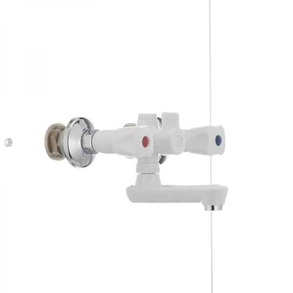 Змішувач для ванни PLAMIX Omega-142 білий з abs-пластику, двовентильний (PM0021)