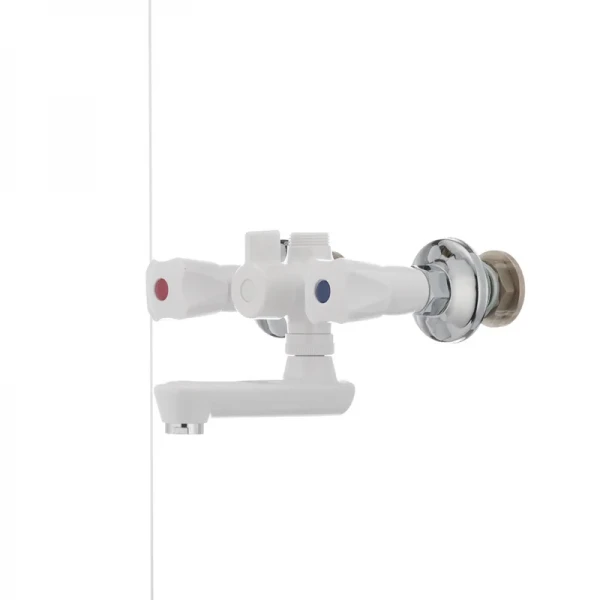 Змішувач для ванни PLAMIX Omega-142 білий з abs-пластику, двовентильний (PM0021)